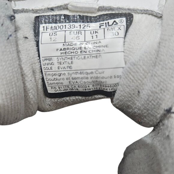 Fila Mens White Synthetic Leather Athletic Shoes Size 12 - Picture 5 of 6